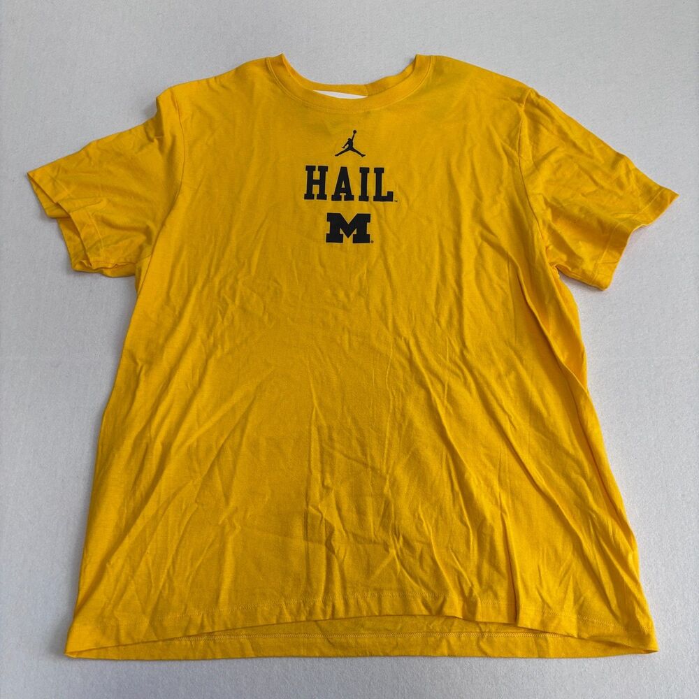 Jordan U of M Michigan Wolverines T-Shirt Mens XXL Maize Blue Short Sleeve Nike